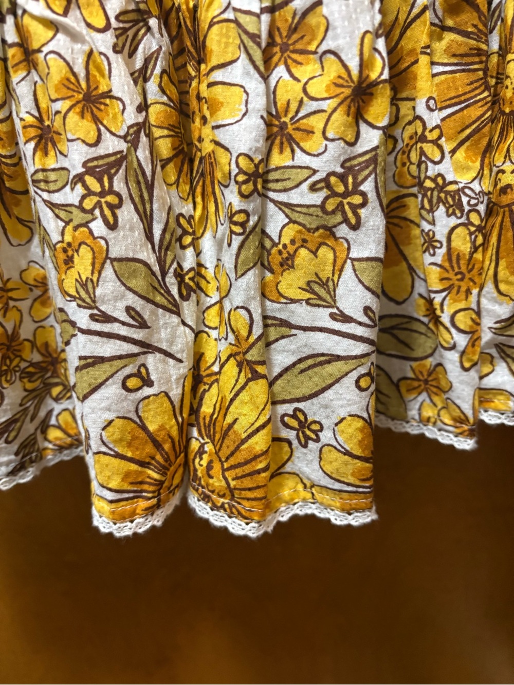 Girls Yellow Floral Smocked Dress - Picture 3 of 6